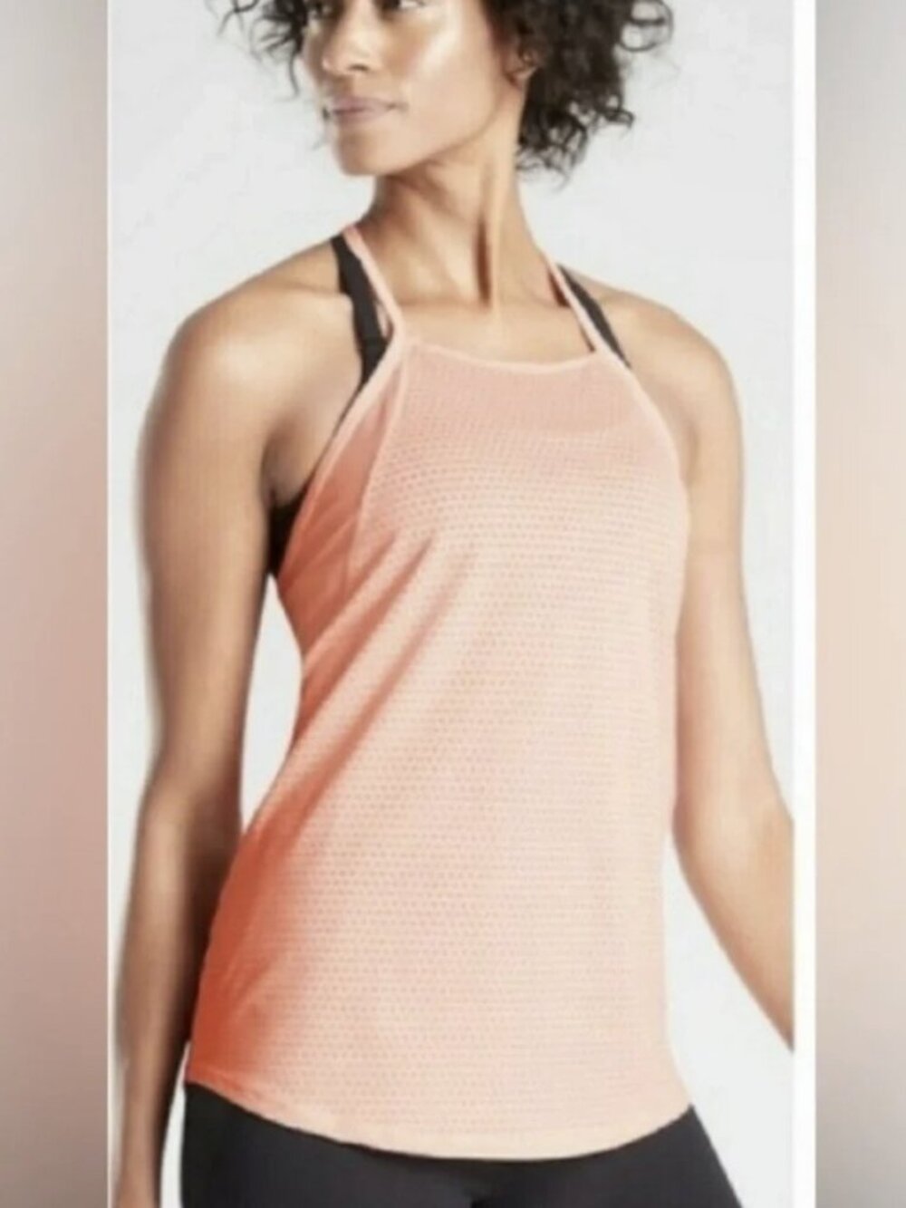 NWT Athleta Chi Dot Mesh Train Tank Light Coral Size L